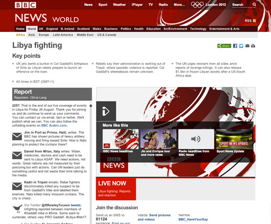 Screen shot of BBC News Live Event Experience