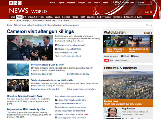 Screen shot of BBC News - showing off what we have worked on at the BBC