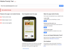 A screen shot showing a non mobile friendly website in Google's mobile testing tool