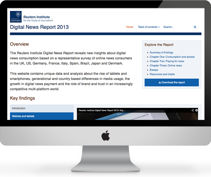 Reuters Institute Digital News Report Website on a desktop
